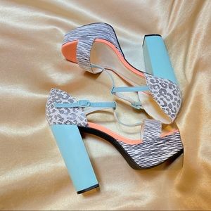 Funky 70s inspired platform heel sandals